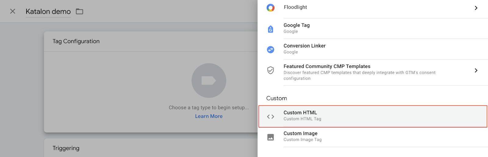 Setting up a custom HTML tag in the application under test