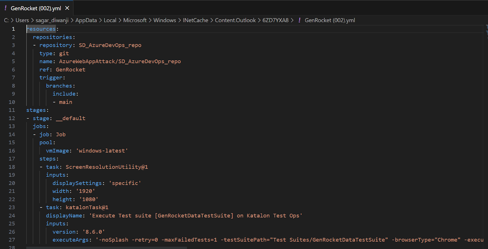 GenRocket test suite using Azure DevOps pipeline