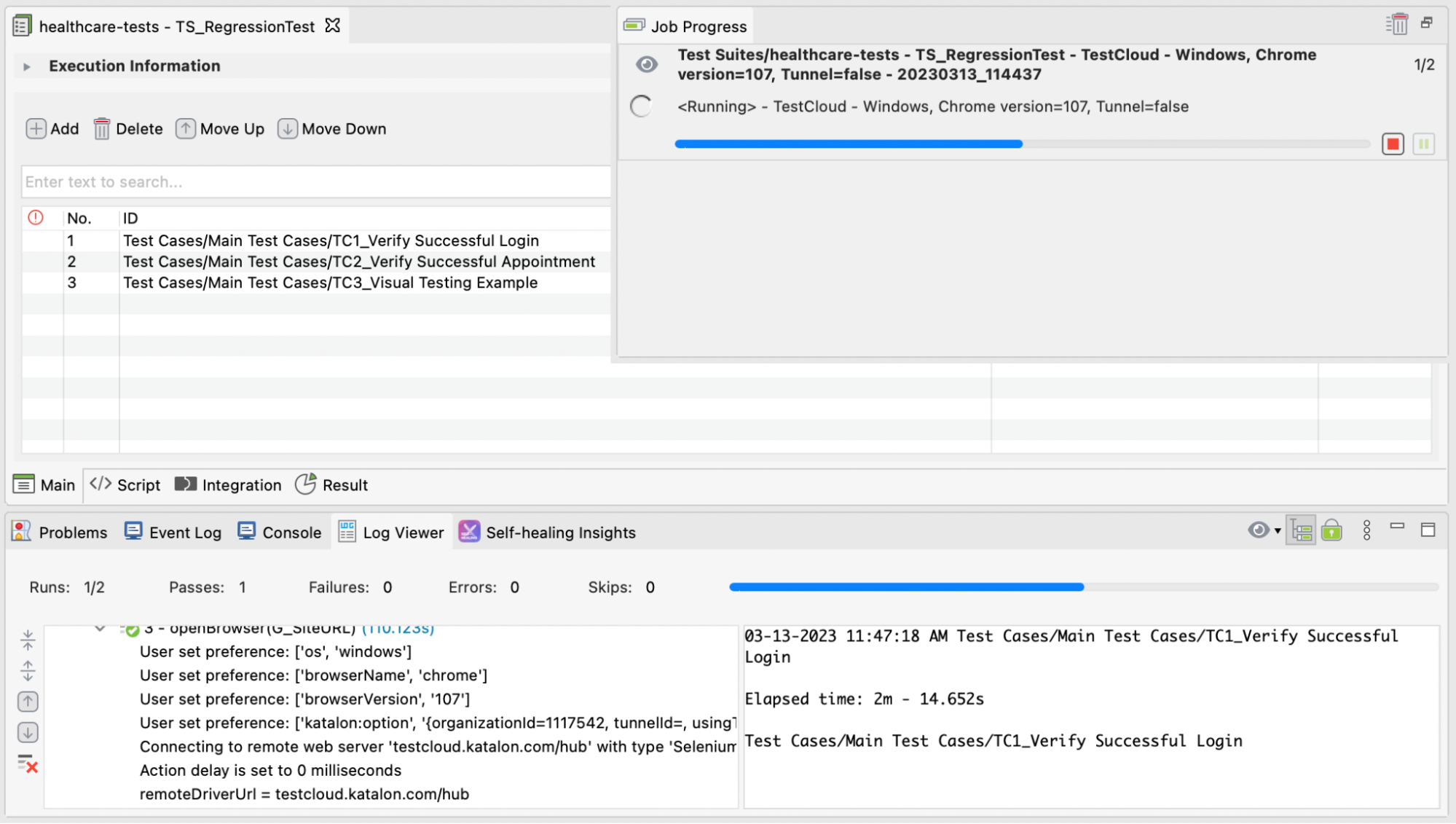 automatically execute test cases across environments with Katalon
