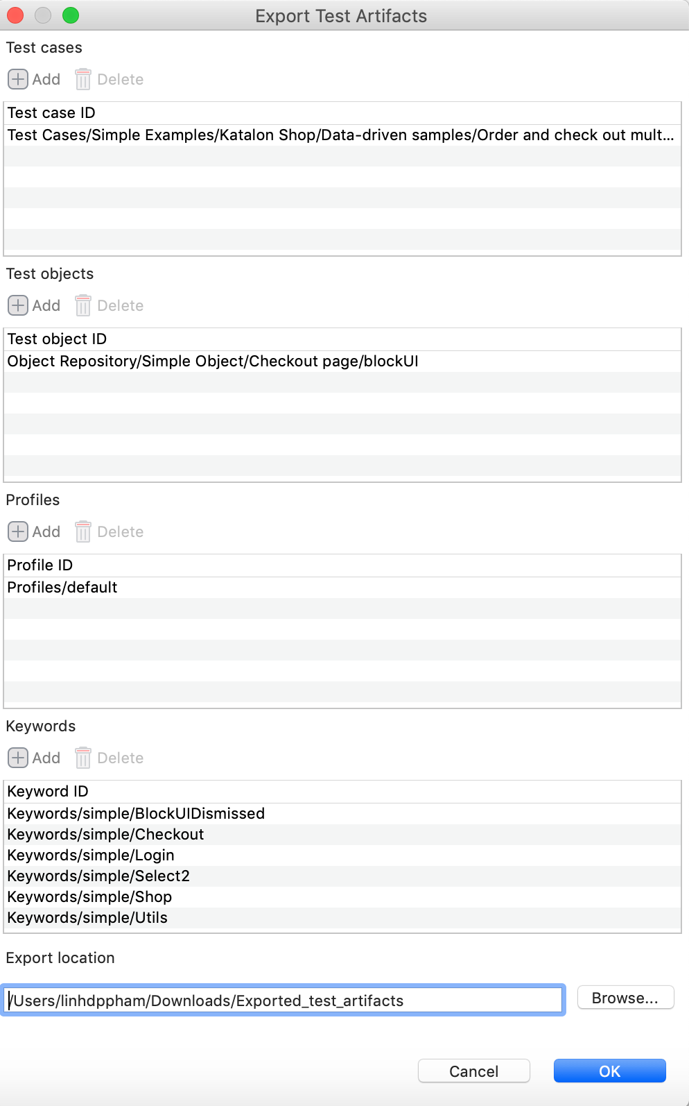 Choose test artifacts to export benefits of automation testing