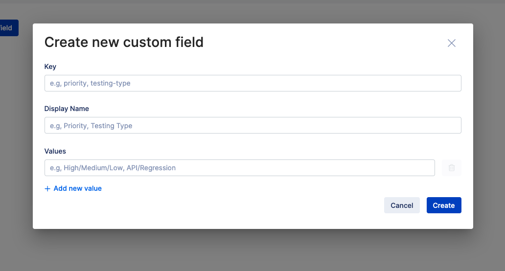 create a new custom field in Katalon TestOps