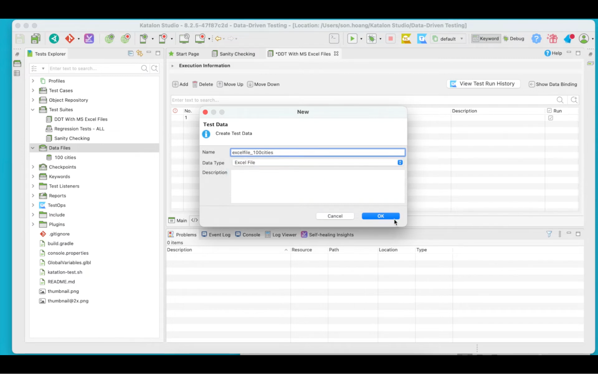 create a new test case in Katalon Studio