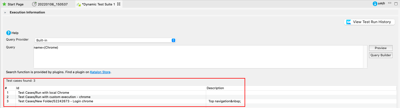 Dynamic Test Suite