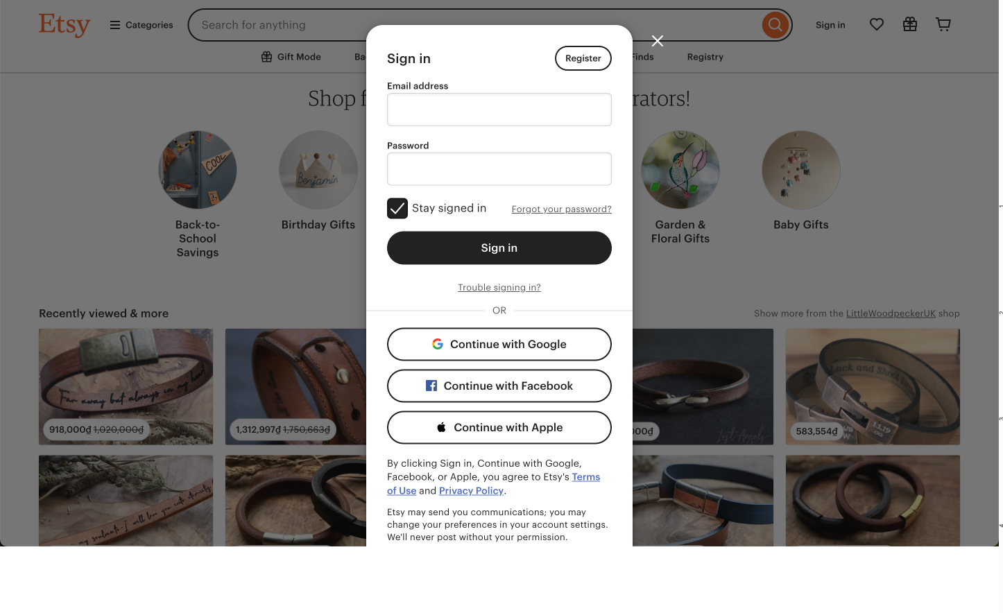how to write test cases for Login page testing on Etsy