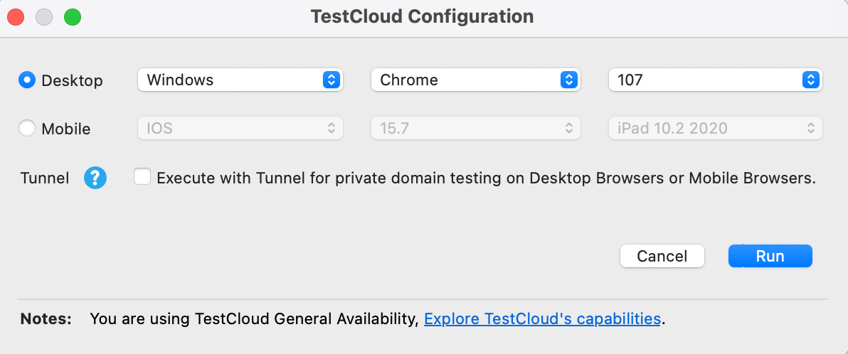 doing mobile testing manually on TestCloud with Katalon