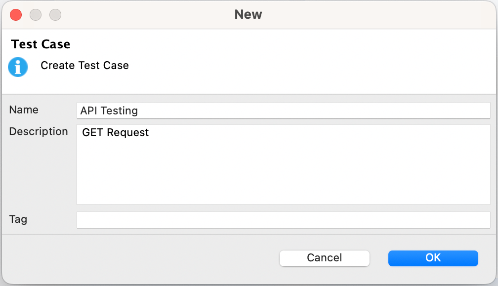 Name your test case for API testing in Katalon