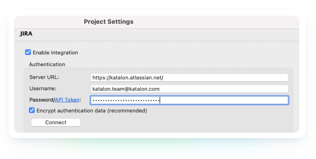 Connect Katalon & Jira accounts in clicks