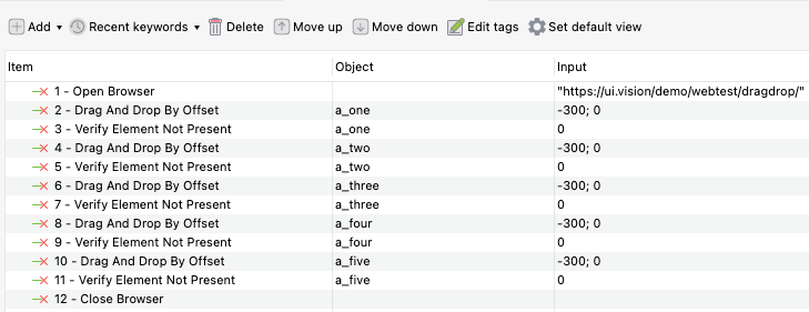 Katalon keywords to drag and drop in Selenium