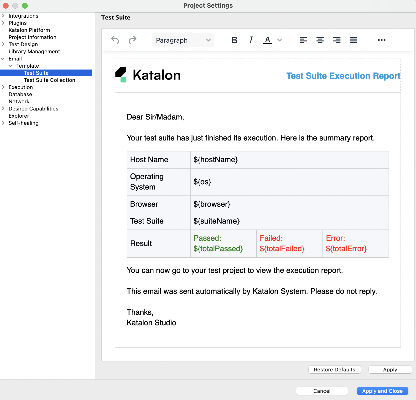 Katalon TestOps results
