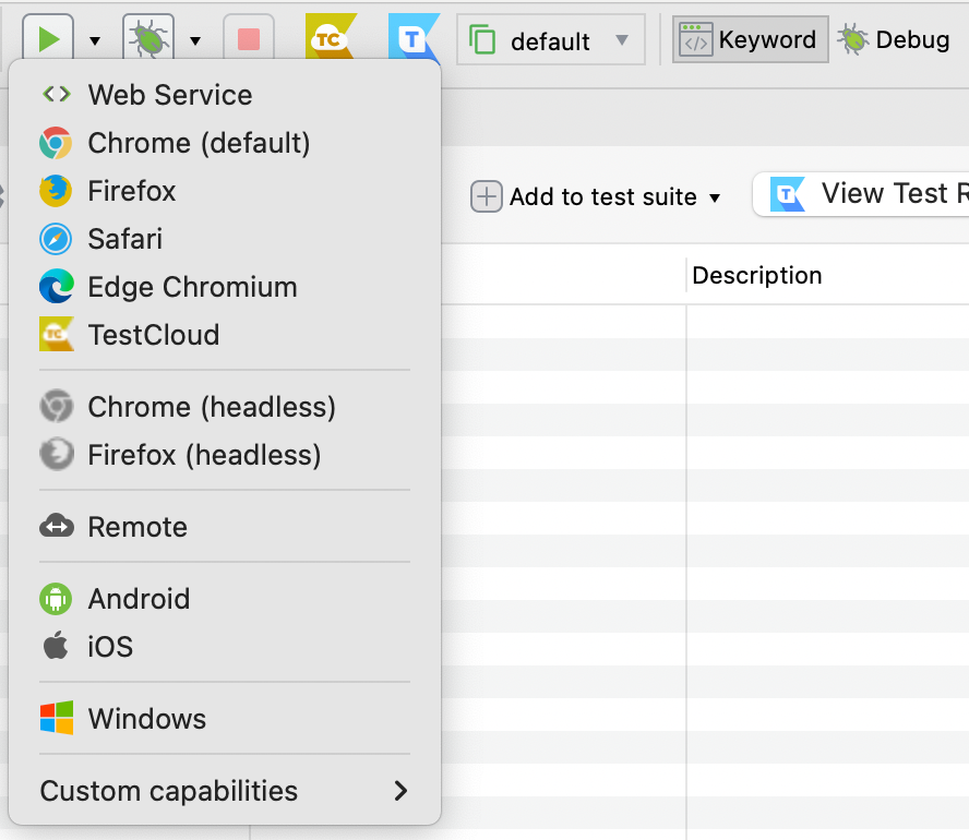 mobile test execution in Katalon