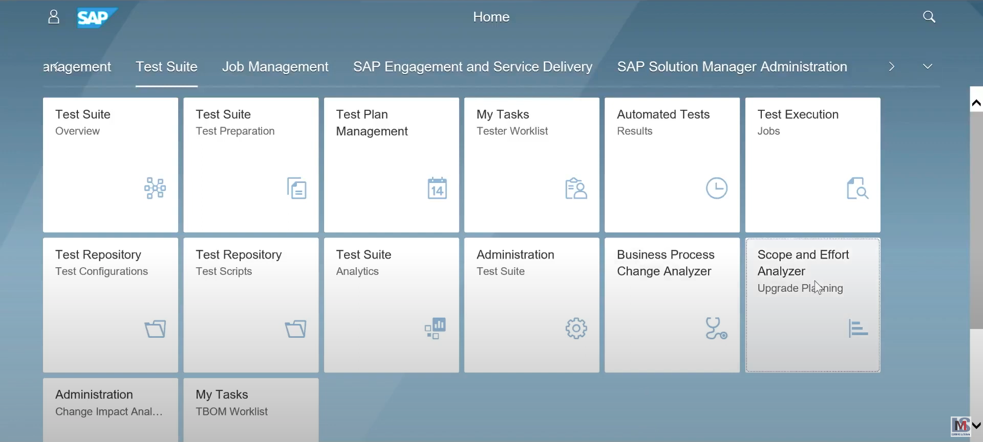SAP Solution Manager Homepage UI