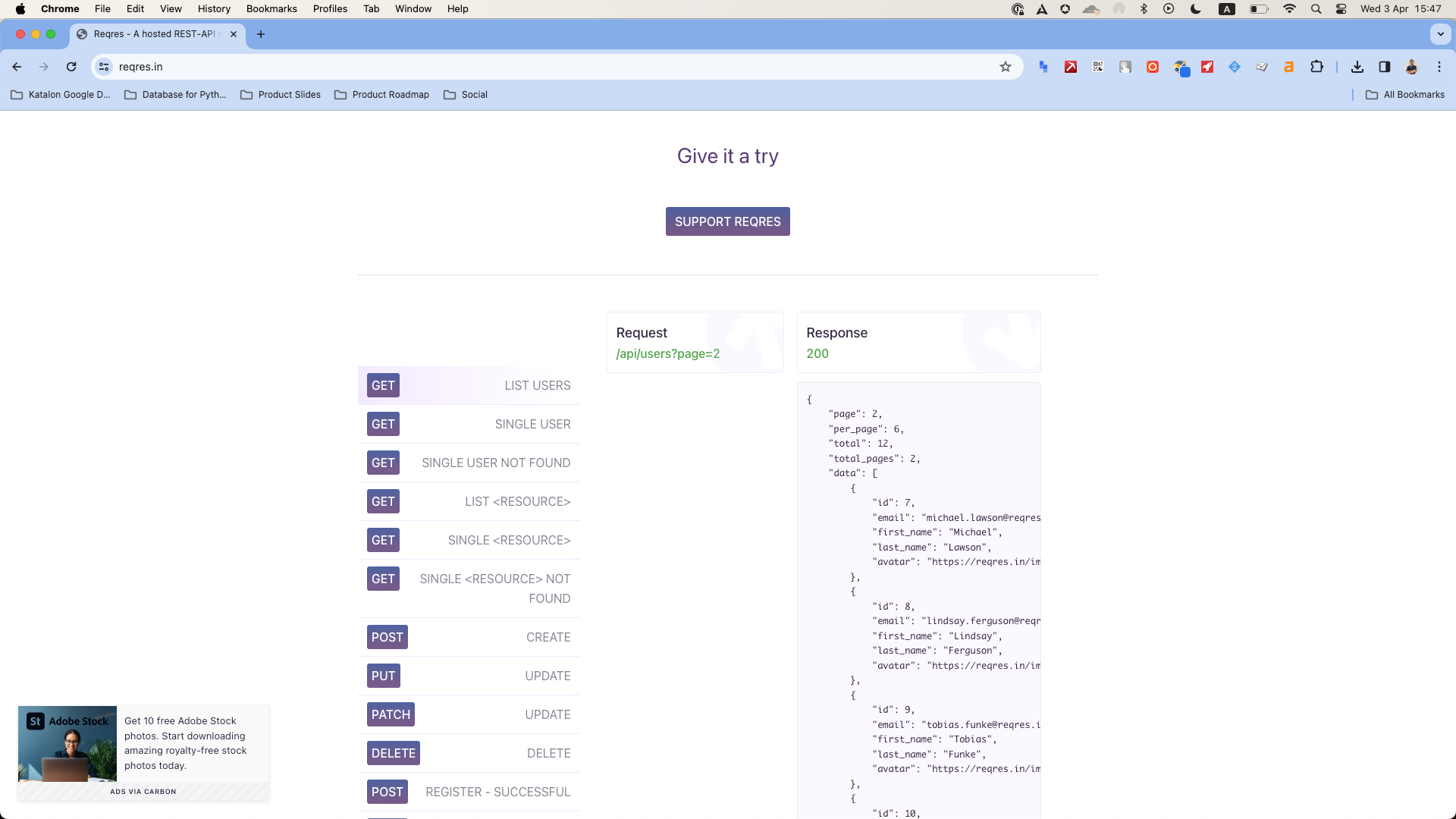 start API testing using Katalon on reqres.in
