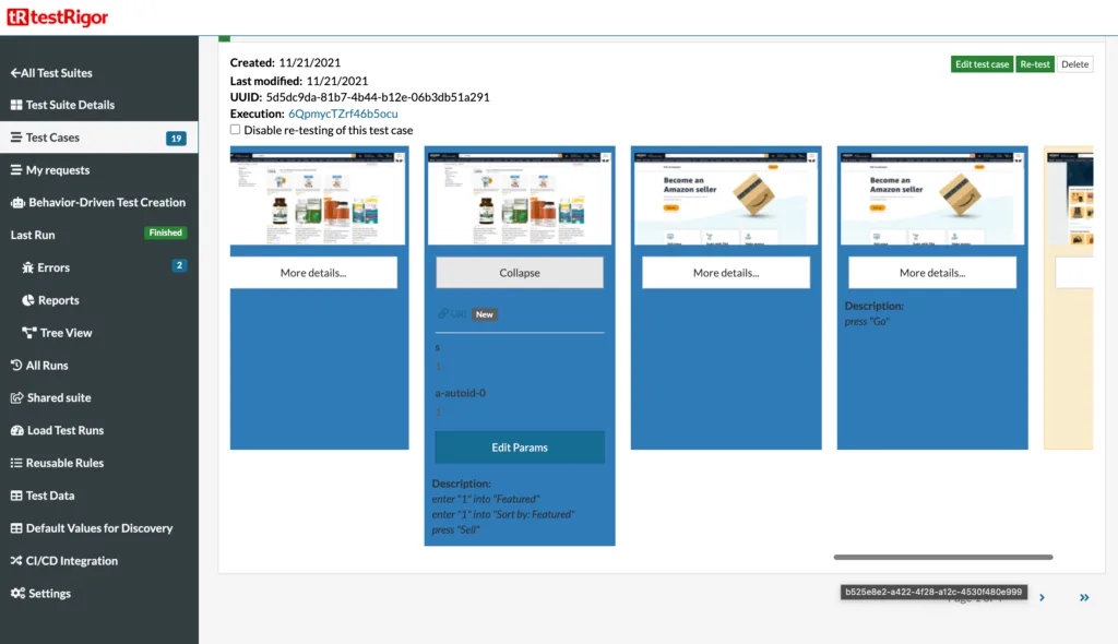 testRigor user interface