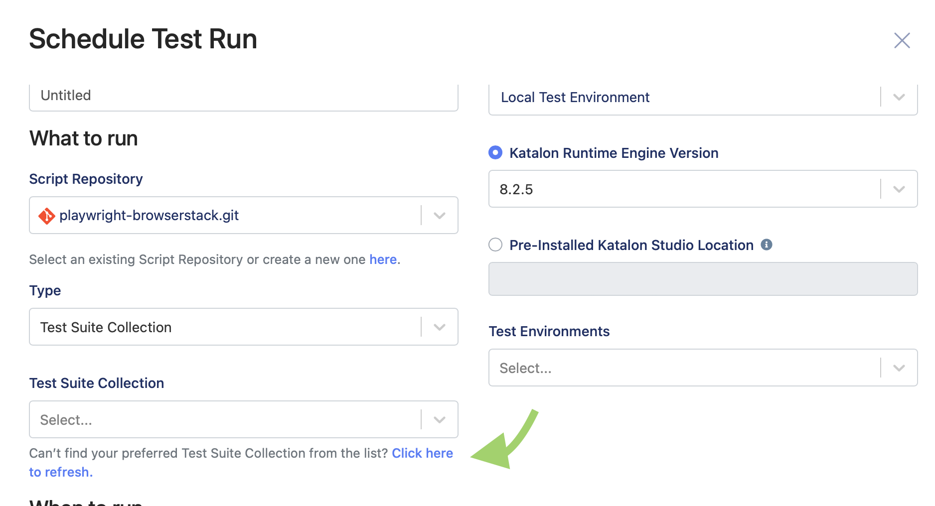 Schedule Test Run on TestOps