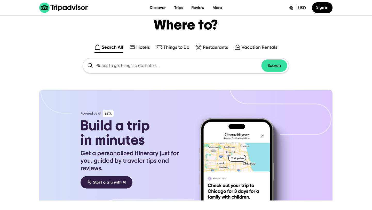 web testing for TripAdvisor