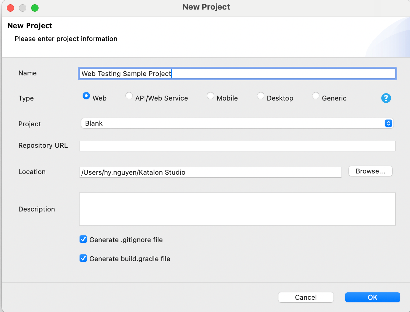 web testing sample project